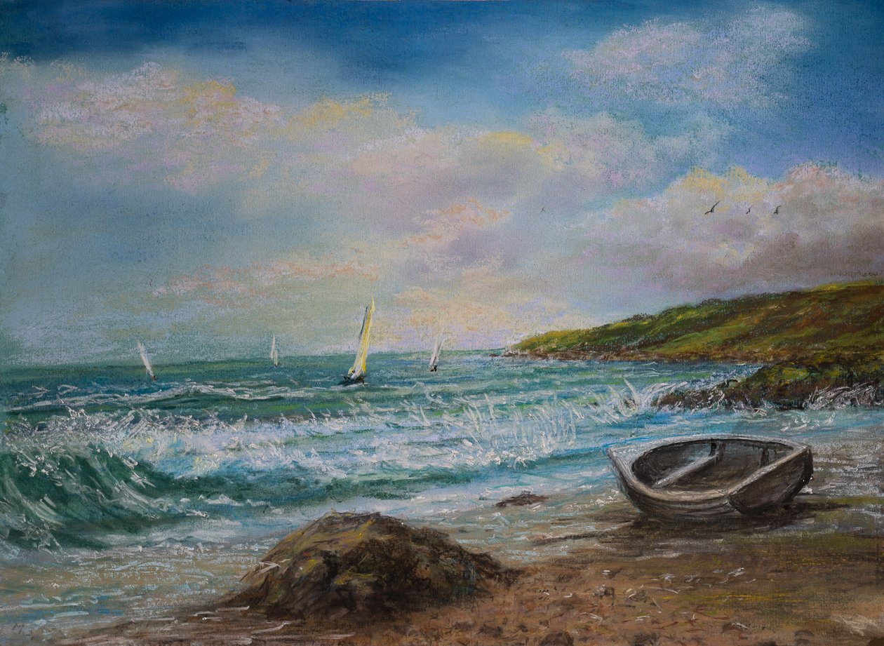 Vista do Lands End Cornwall (pastel) de Margo Starkey
