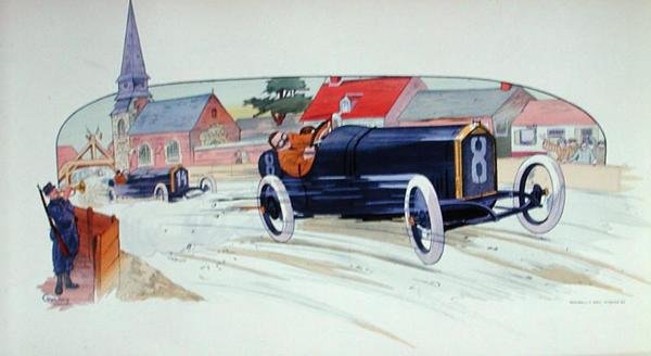 Um Peugeot Racing Car no Grand Prix de France de 1911 de Marguerite (fl.1909 14) Montaut