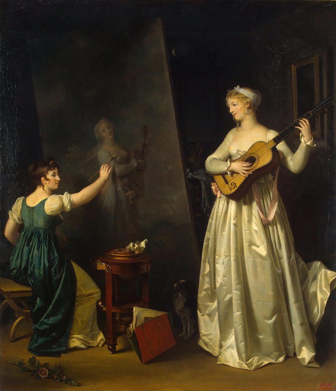 Artista pintando um retrato de um músico, década de 1790. de Marguerite Gerard