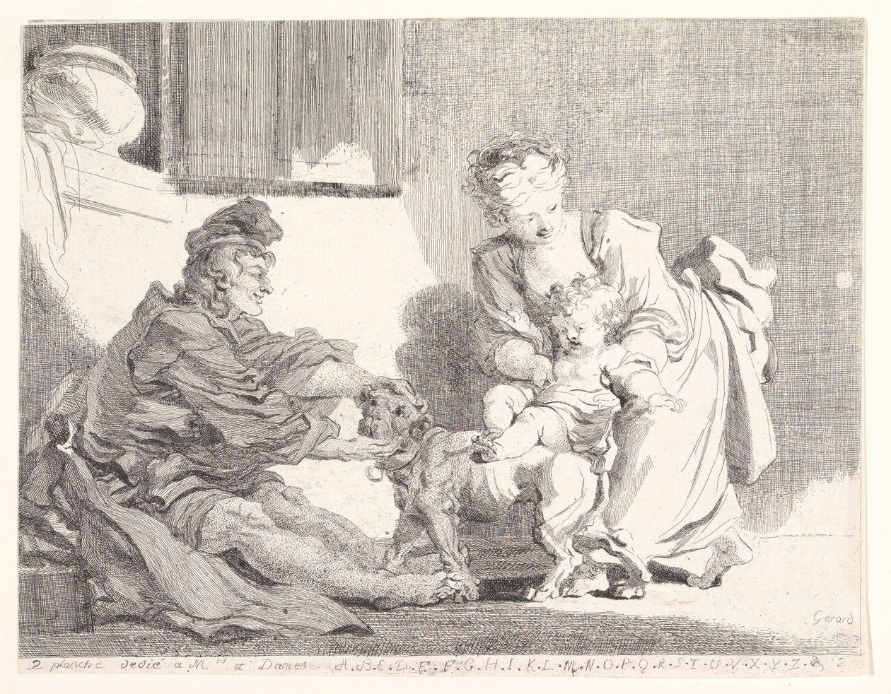 A criança e o buldogue, 1778. de Marguerite Gerard