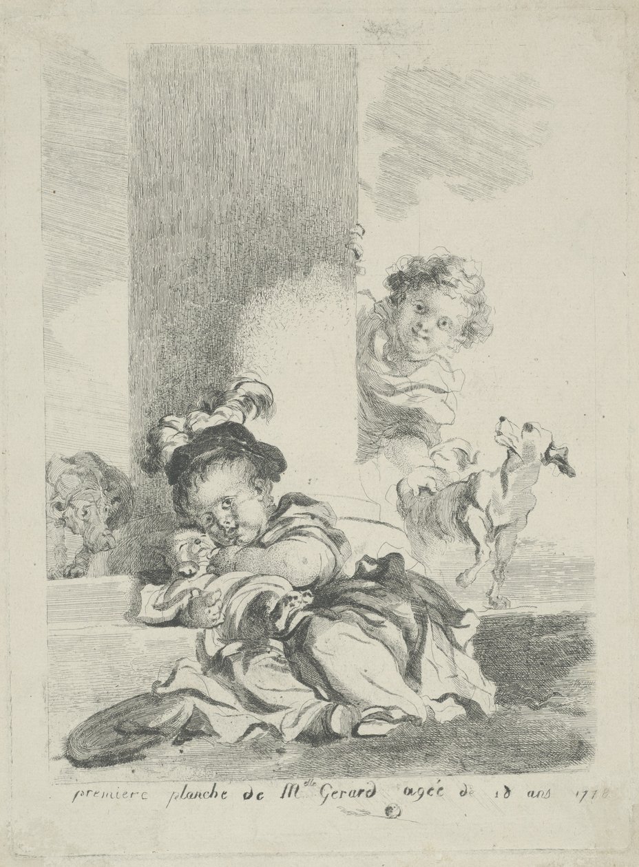 A criança e o gato, 1778 de Marguerite Gerard