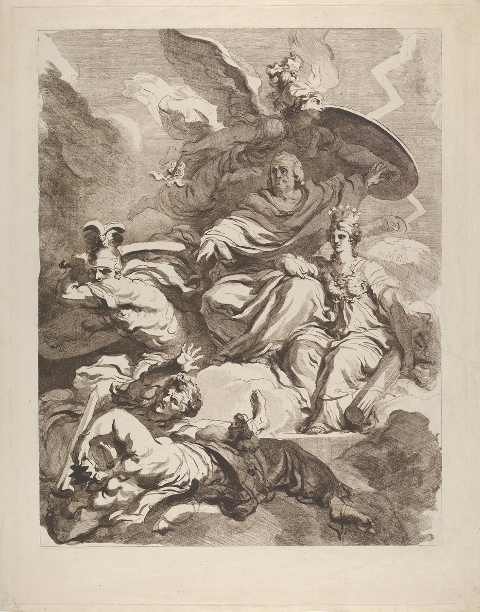 The Genius of Franklin, 1778. de Marguerite Gerard