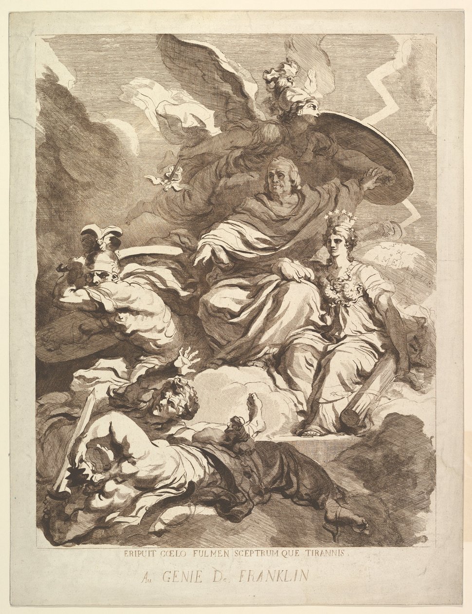 Para o gênio de Franklin, 1779. de Marguerite Gerard