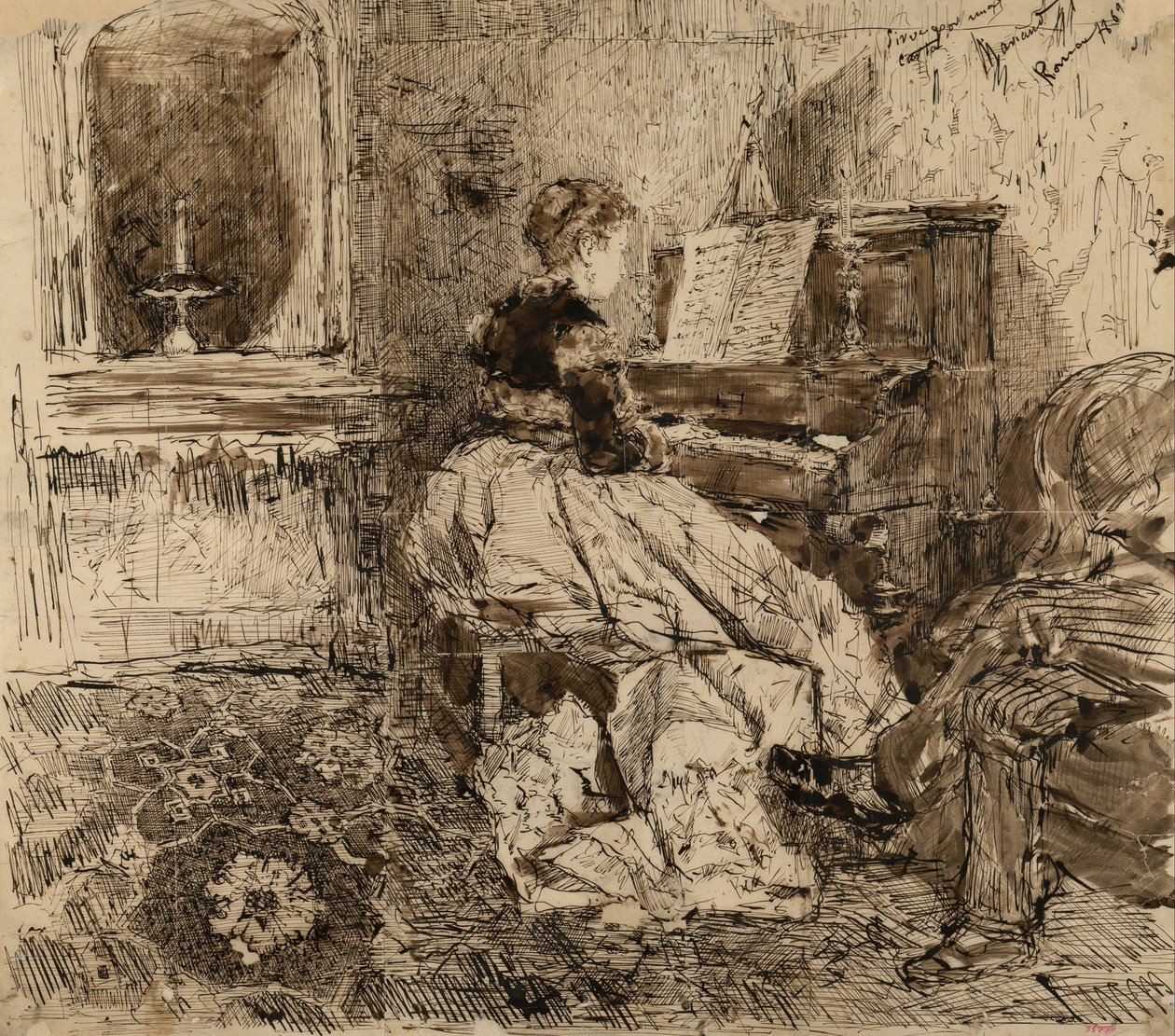 Cecília de Madrazo a tocar piano de Marià Fortuny Marsal
