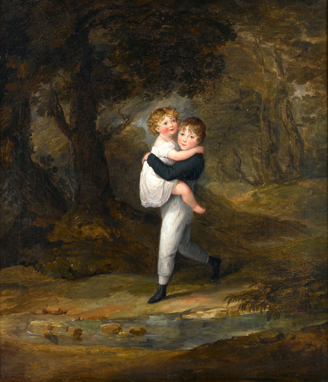 Crianças na floresta atravessando o rio, c.1806 de Maria Spilsbury