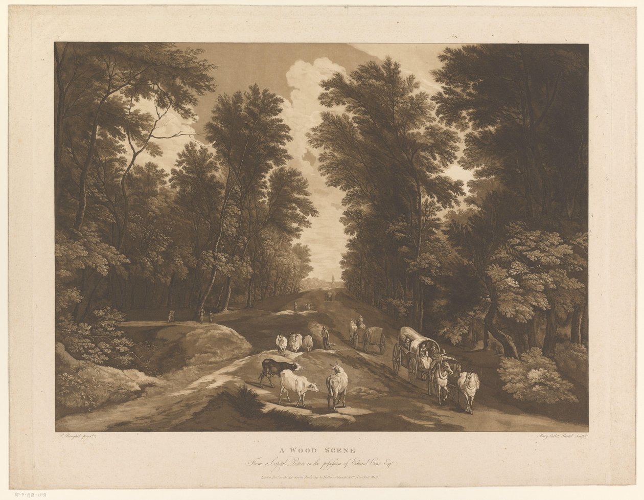 Paisagem arborizada com um caminho e viajantes
A Wood Scene (título sobre o objecto) de Maria Catharina Prestel