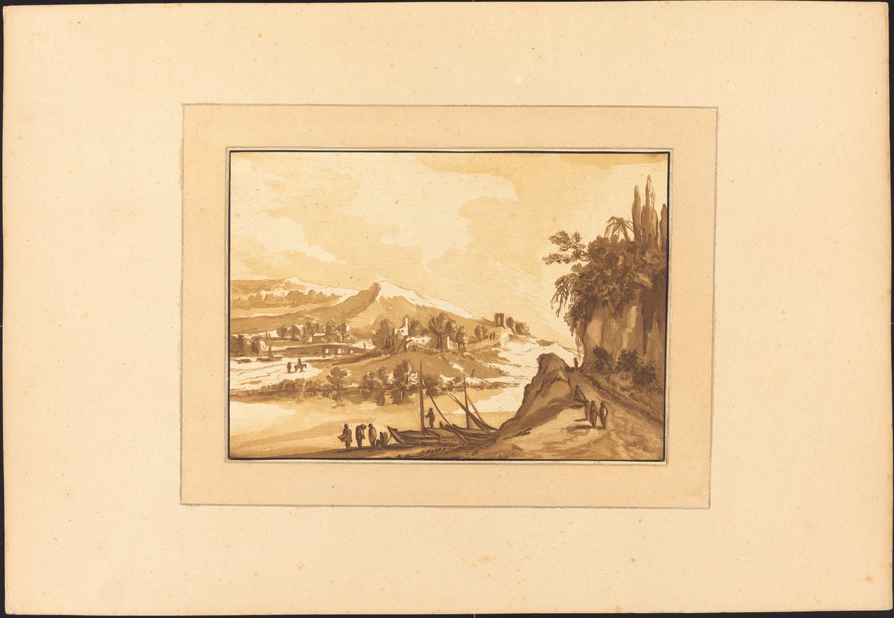Paisagem com barcos de pesca de Maria Catharina Prestel after Franz Edmund Weirotter