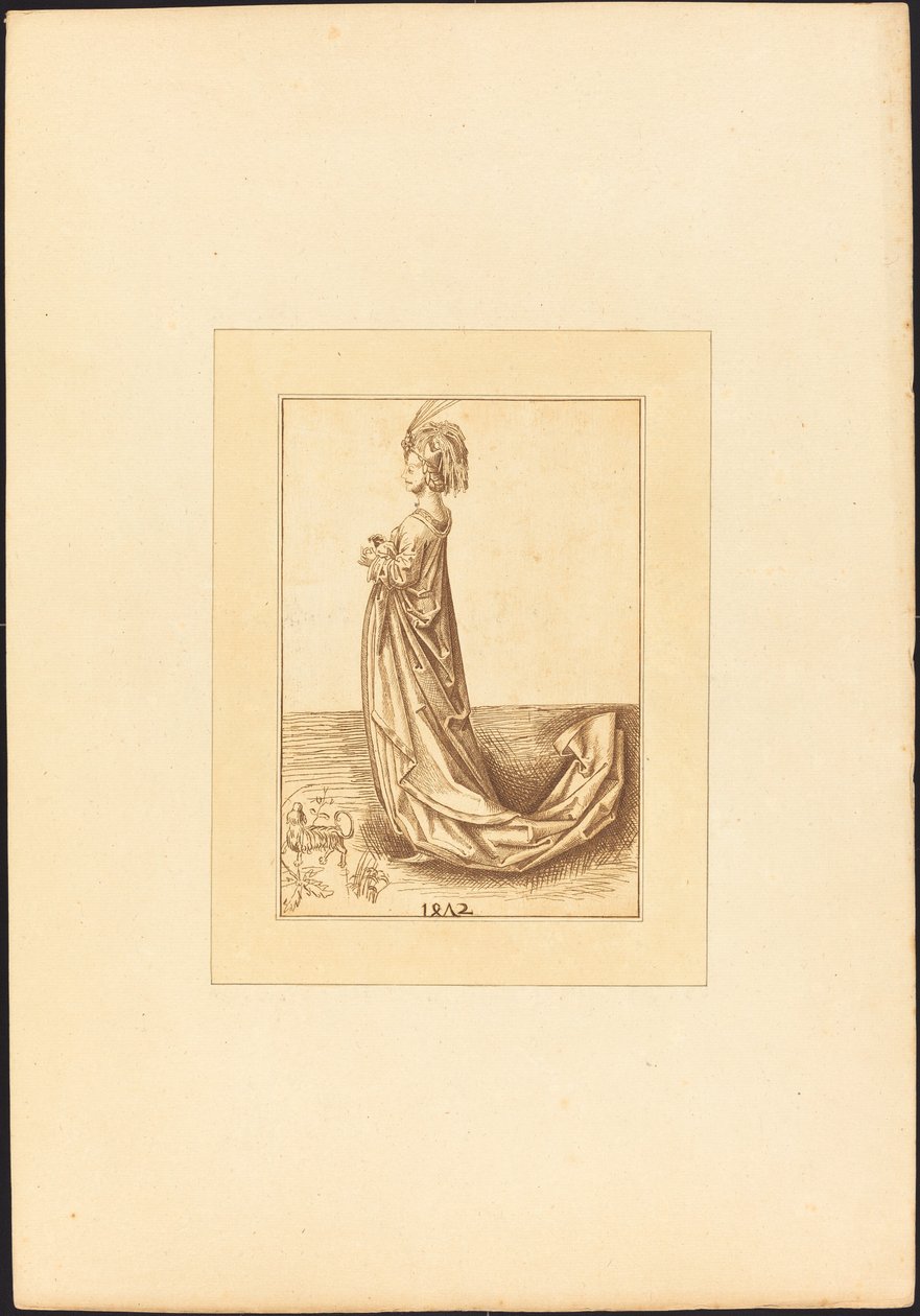 Uma dama de vestido longo de Maria Catharina Prestel after Martin Schongauer