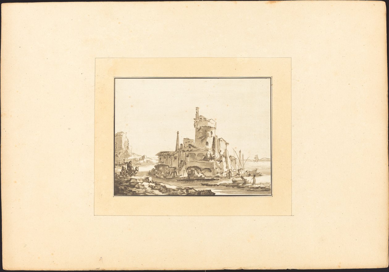 Paisagem com uma torre redonda de Maria Catharina Prestel after Thomas Wyck