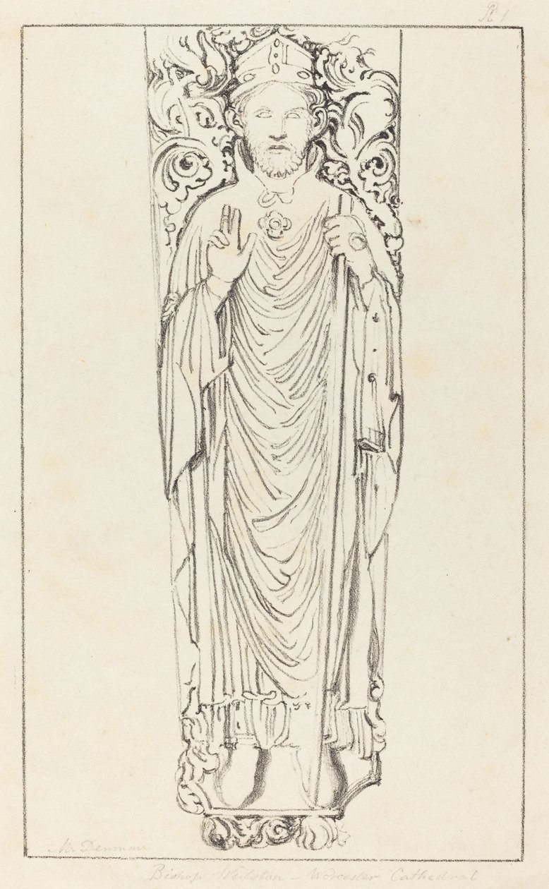 Bispo Wulstan, na Catedral de Worcester de Maria Denman after John Flaxman