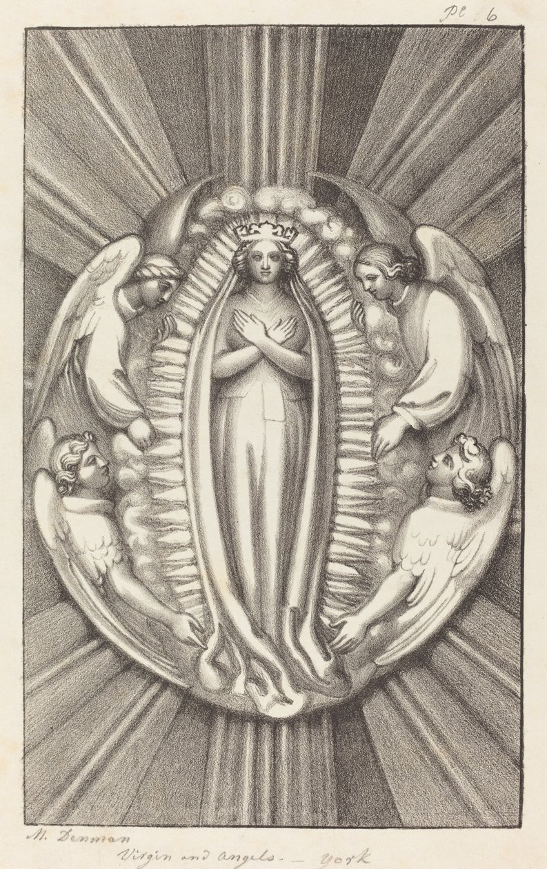 Virgem e Anjos, uma pedra chave em York de Maria Denman after John Flaxman