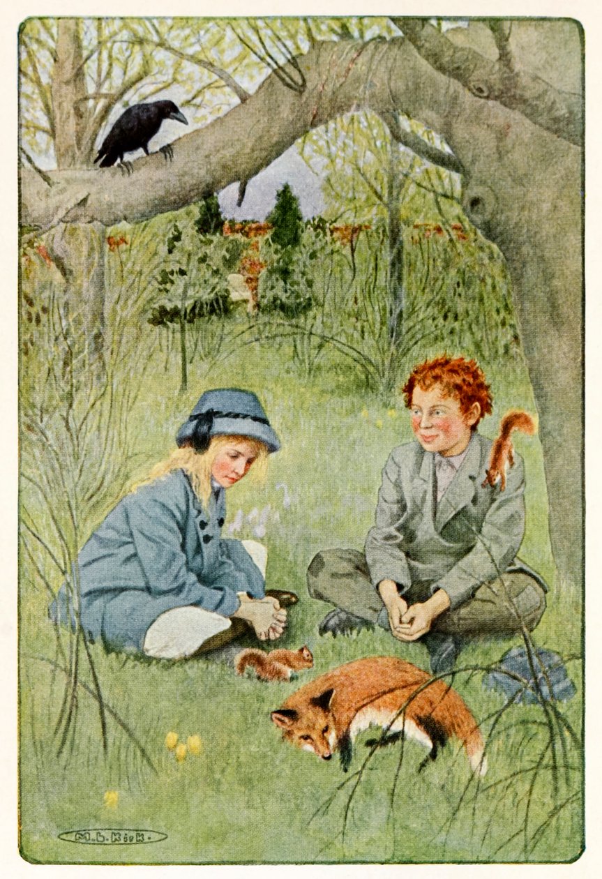 "Parecia dificilmente suportável deixar tais delícias" de The Secret Garden de Frances Hodgson Burnett (1849-1924) de Maria Louise Kirk