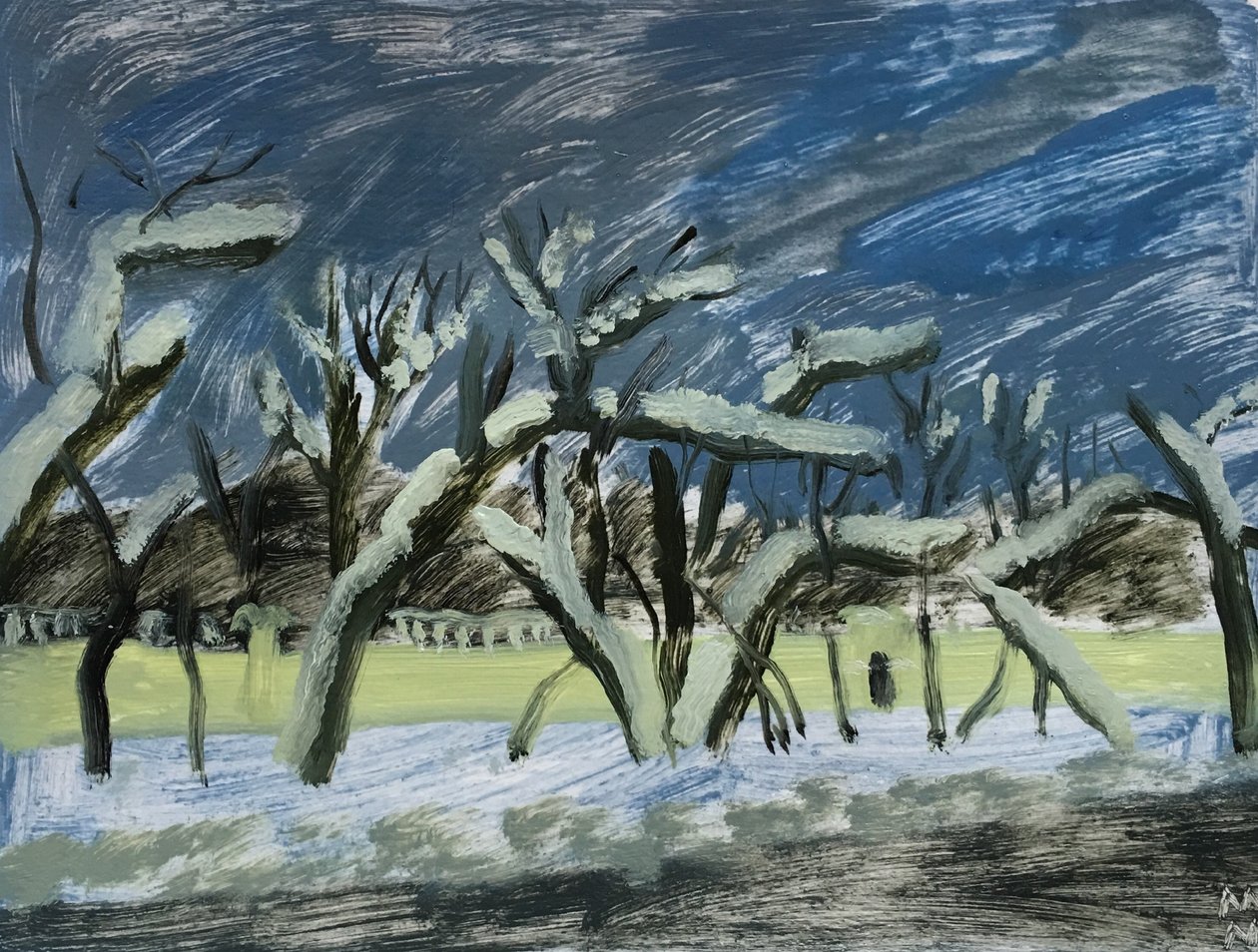 inverno russo, 2019 (óleo sobre papel) de Maria Magenta
