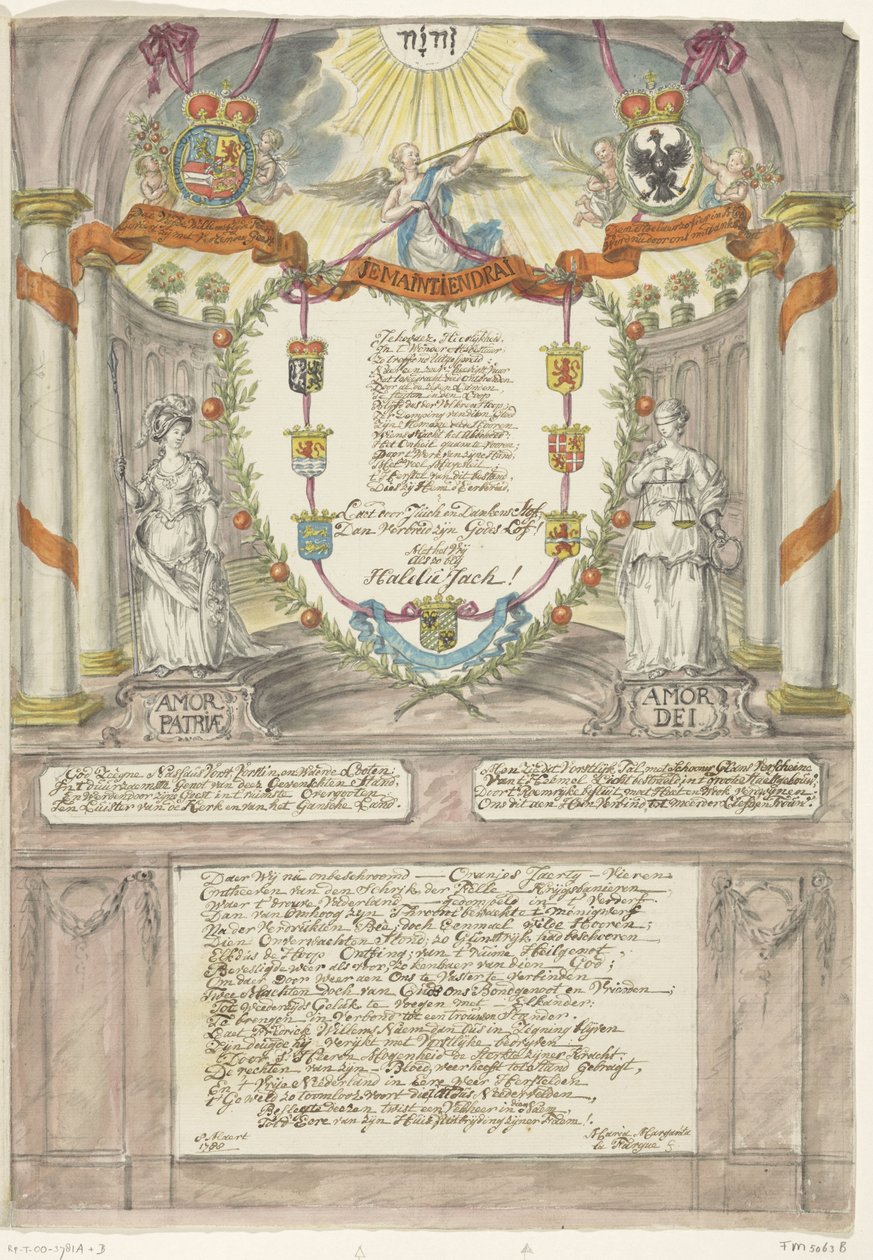 Verso para a Princesa Wilhelmina no quadragésimo aniversário do Príncipe Guilherme V, 1788 de Maria Margaretha la Fargue