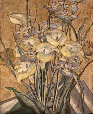 Irises e Calla Lilies, c.1890-1905 (óleo sobre painel) de Maria Oakey Dewing