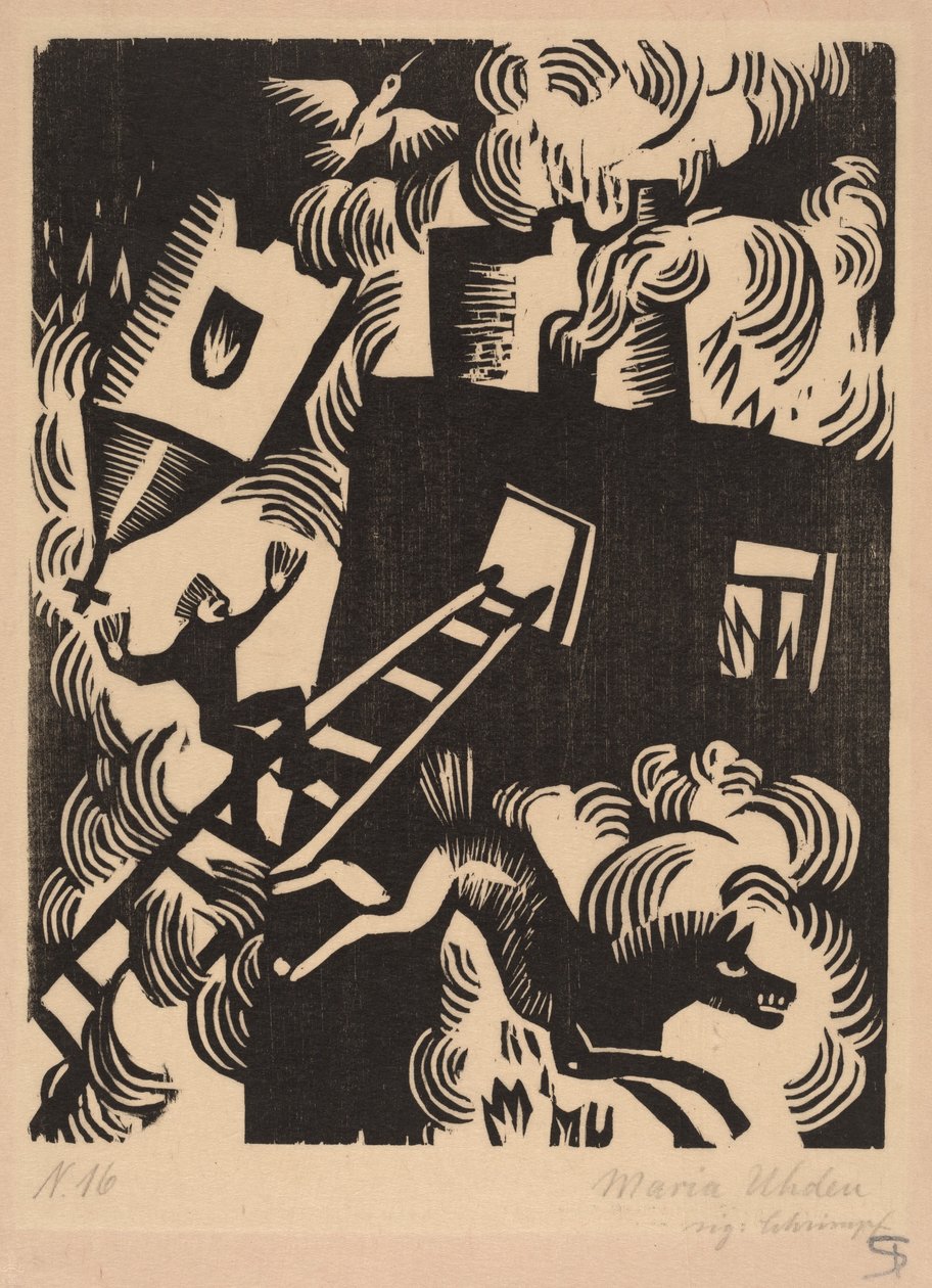 Burning House, 1918. de Maria Uhden