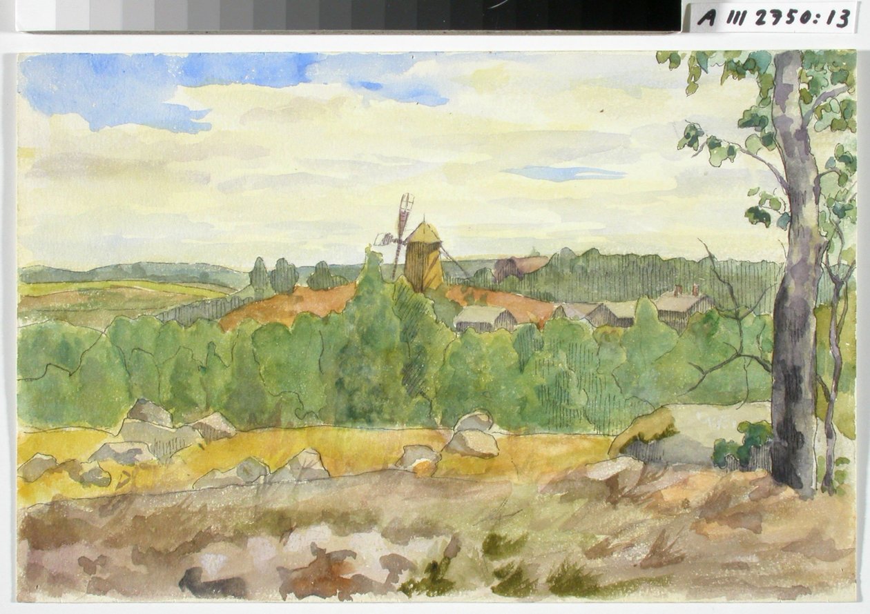 Estudo de paisagem com moinho de vento de Maria Wiik