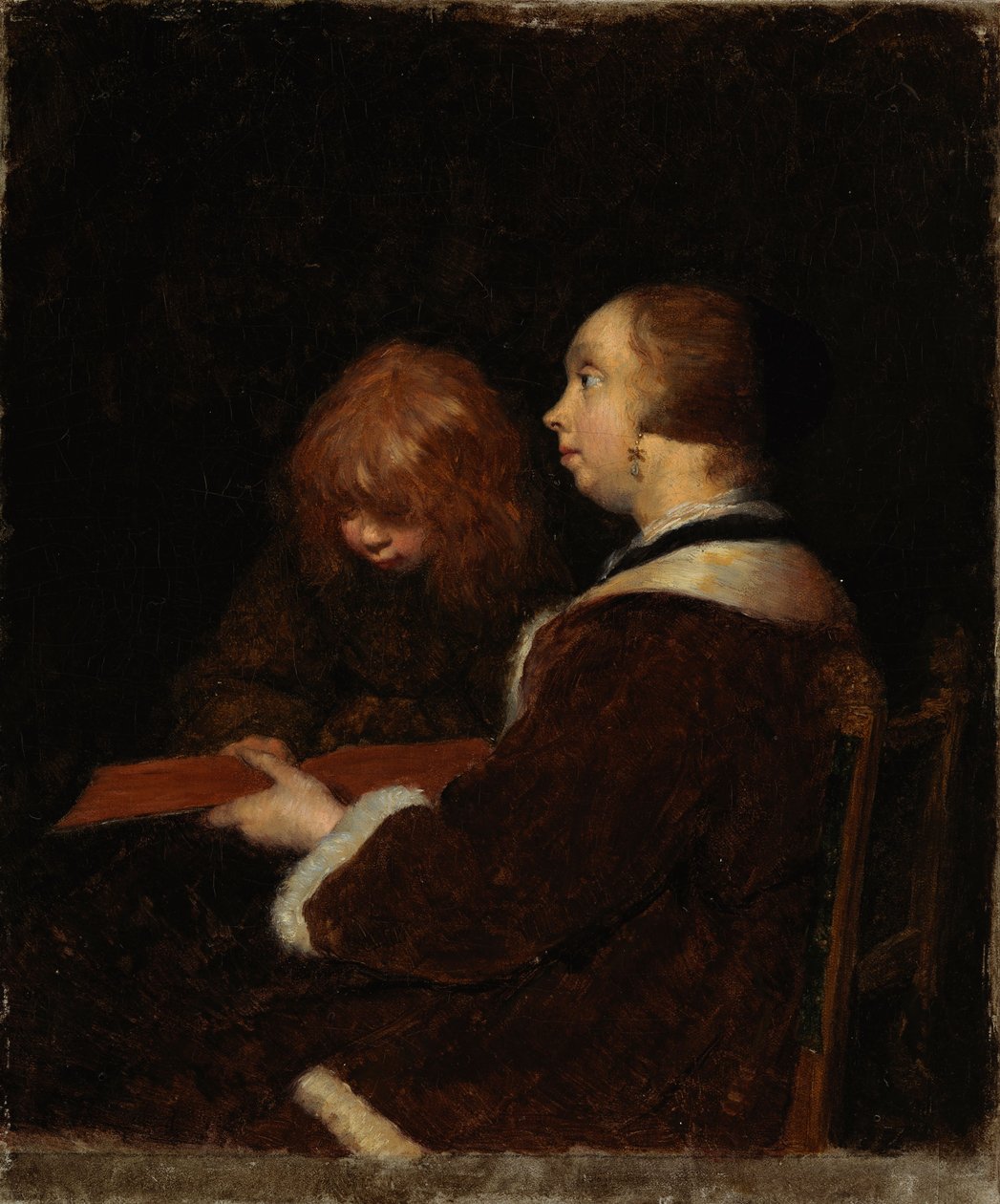 A lição de leitura, cópia segundo Ter Borch de Maria Wiik