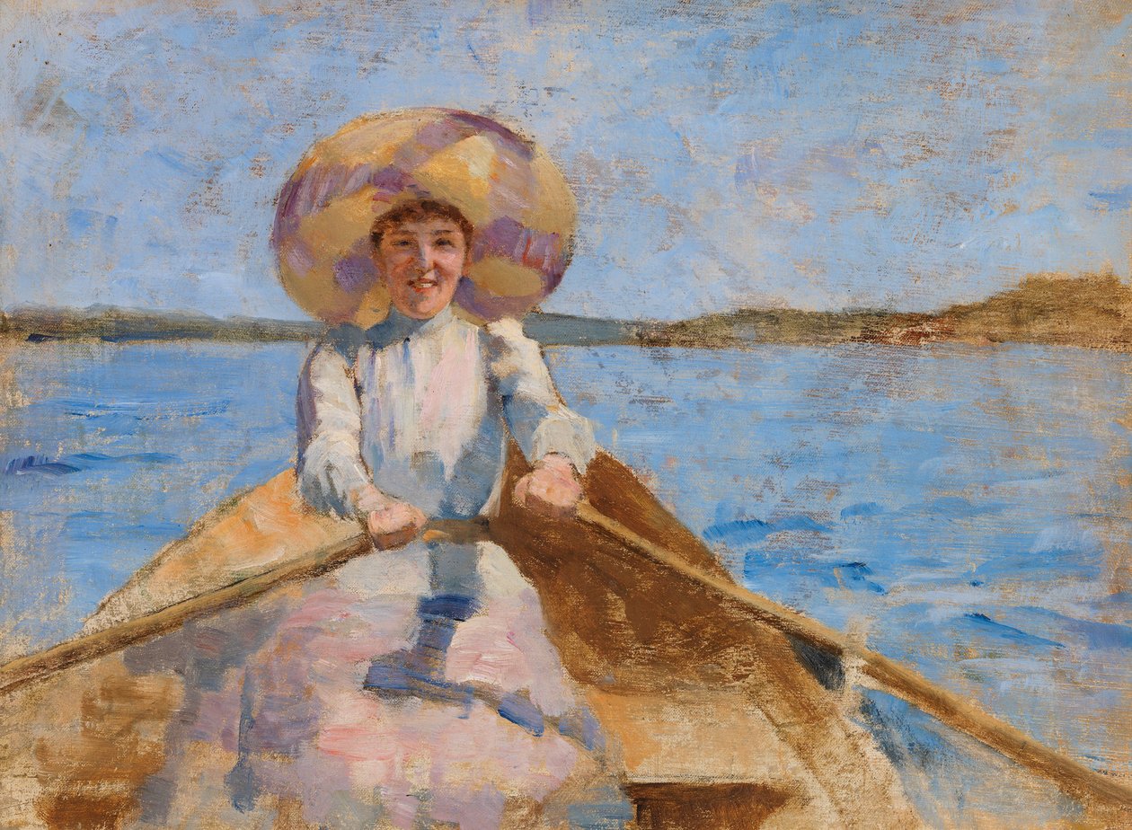 Mulher a remar, esboço de Maria Wiik