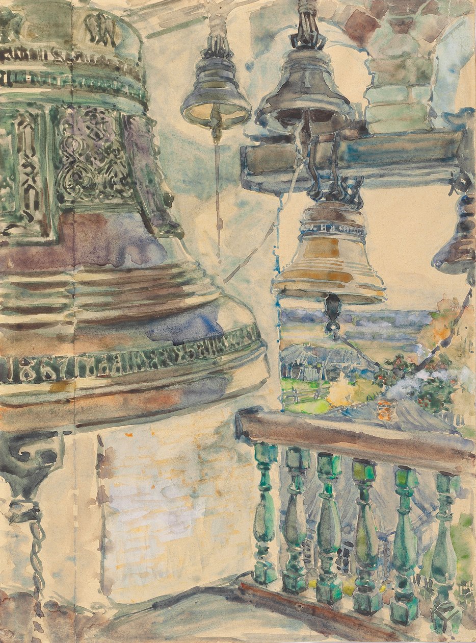 Vista do campanário da Catedral Savino-Storozhevsky, perto de Zvenigorod, 1891 de Maria Yakunchikova