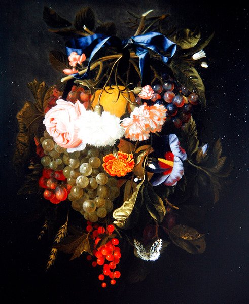 Um ramo de flores e frutos (óleo sobre tela) de Maria van Oosterwyck