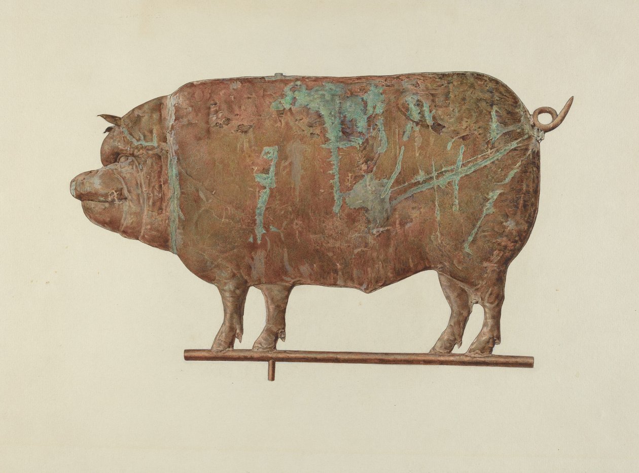 Pig Weather Vane, c. 1940. de Marian Page