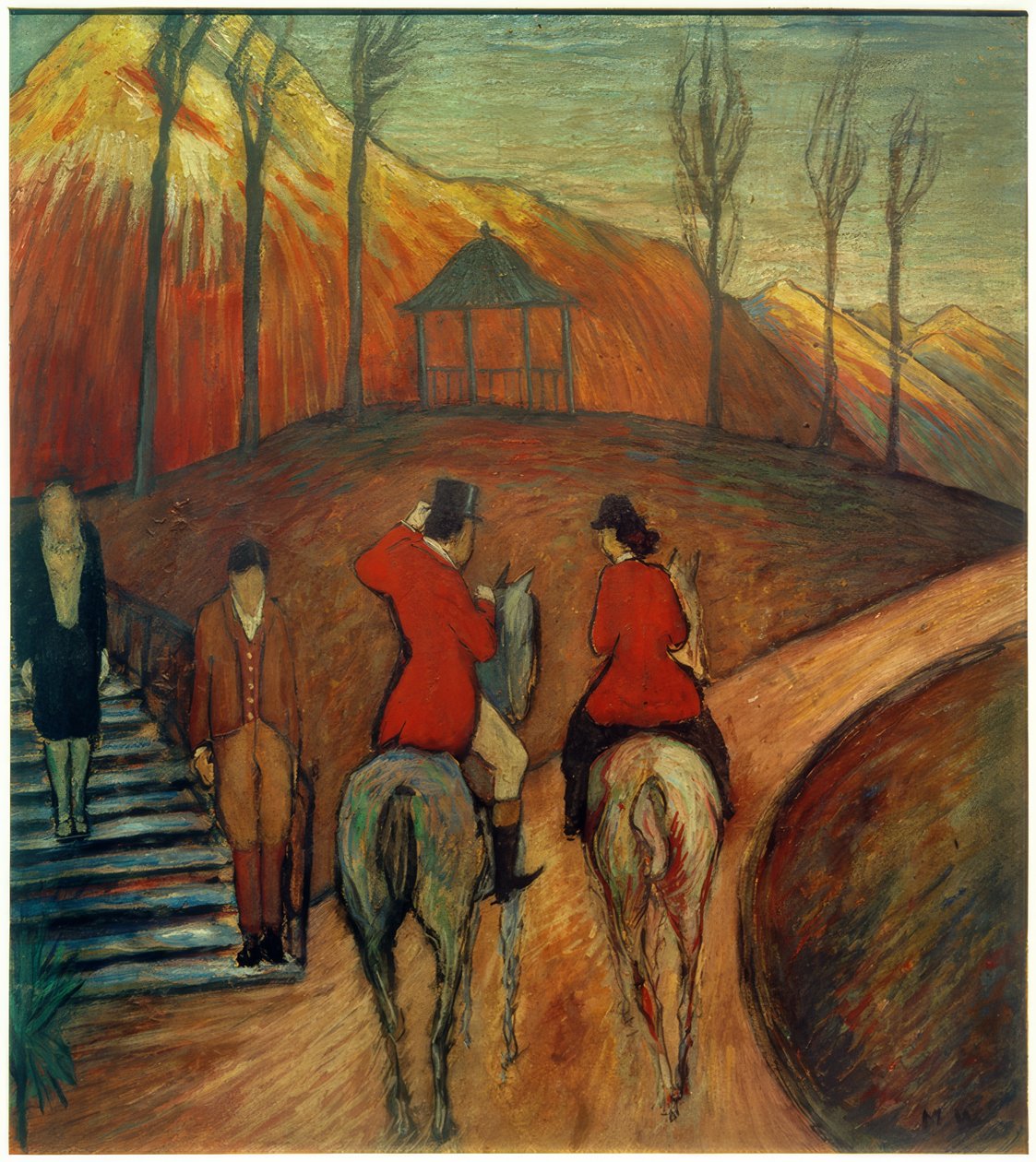 Paisagem com cavaleiro e Amazona de Marianne von Werefkin