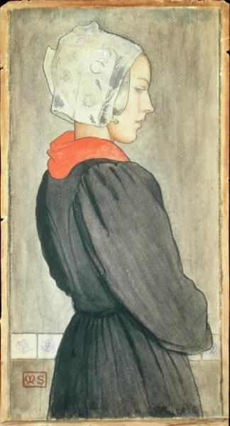 Dutch Girl, c.1899 (aquarela sobre papel) de Marianne Stokes