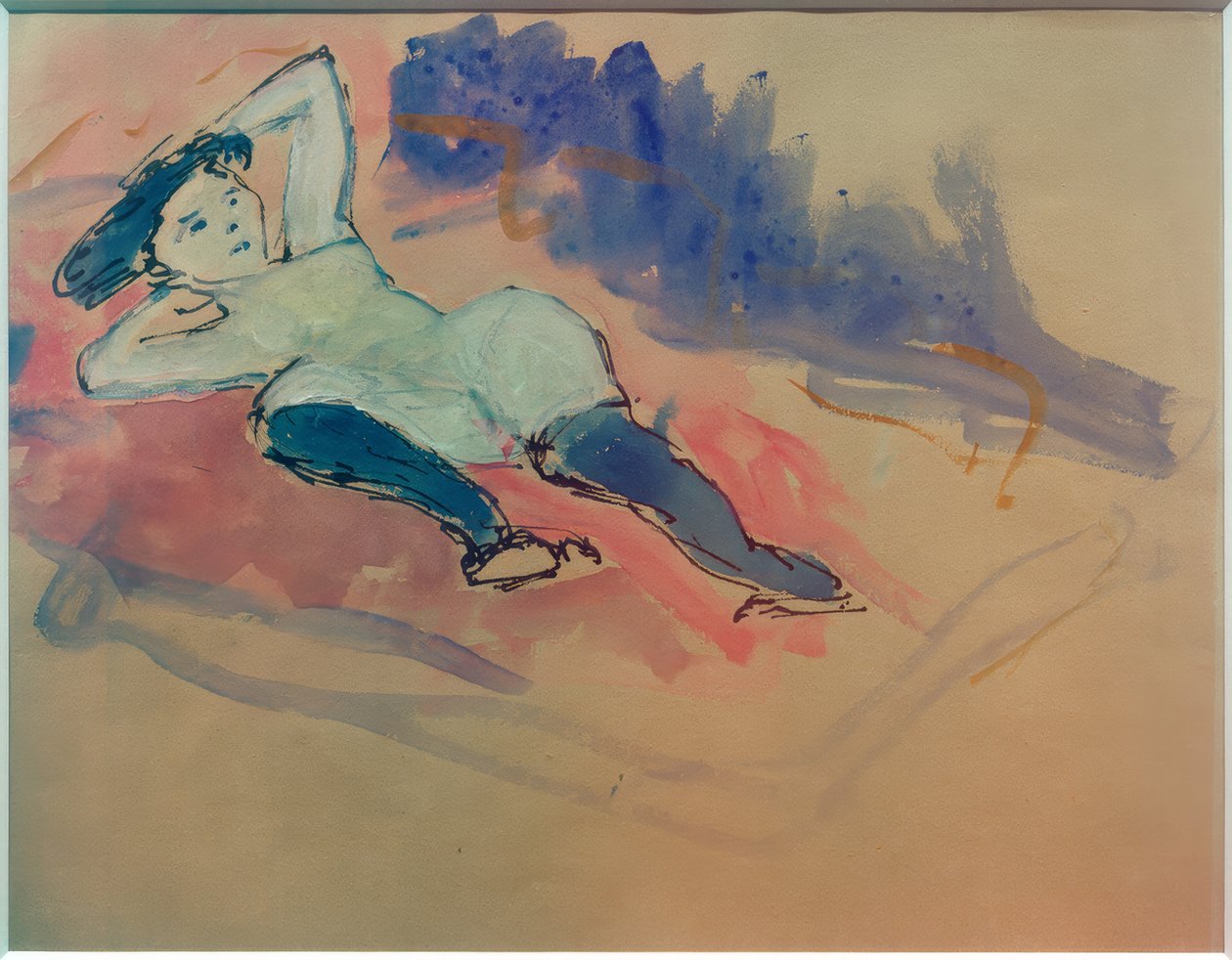 Helene com meias azuis de Marianne von Werefkin
