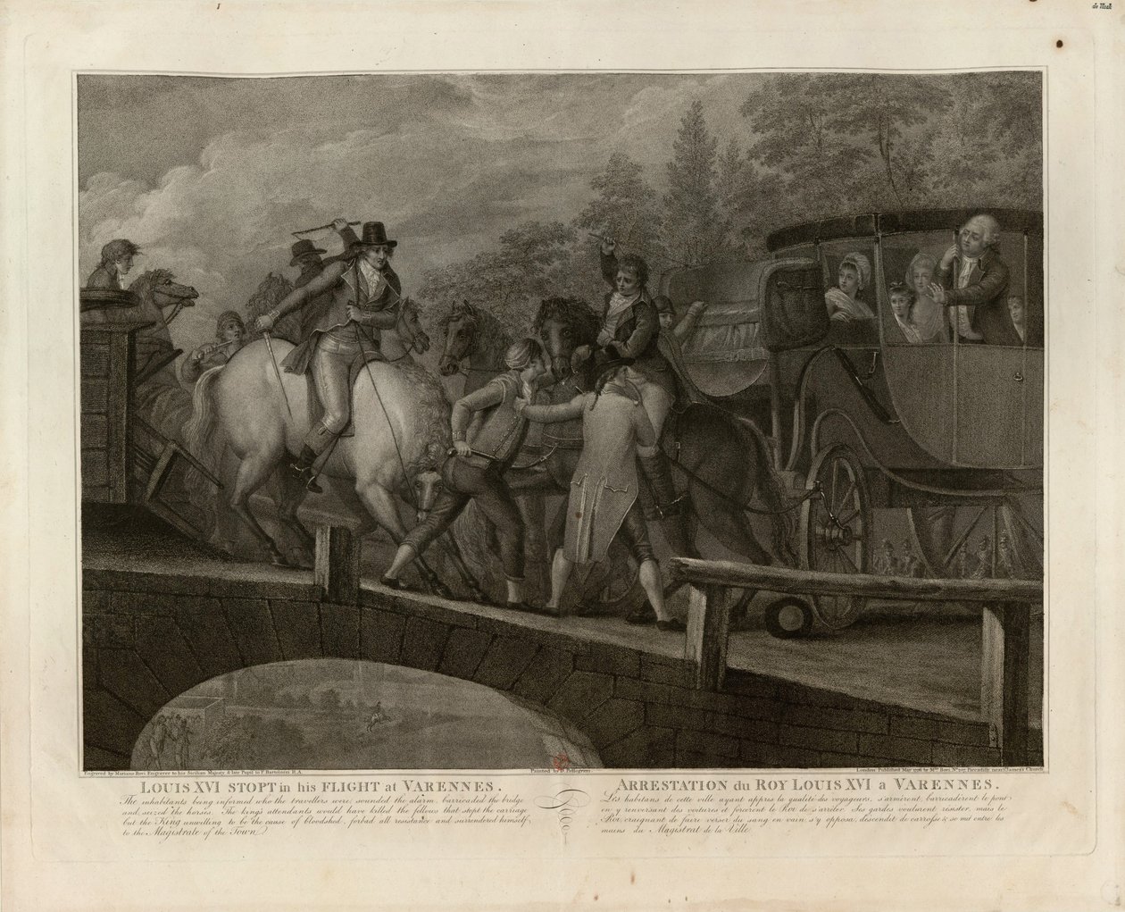 A prisão de Luís XVI e sua família em Varennes, 22 de junho de 1791, 1796. de Mariano Bovi