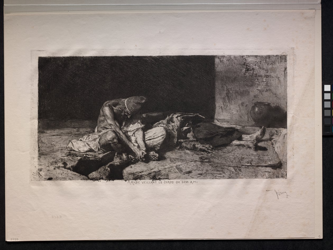 Árabe cuidando do corpo de seu amigo de Mariano Fortuny y Marsal
