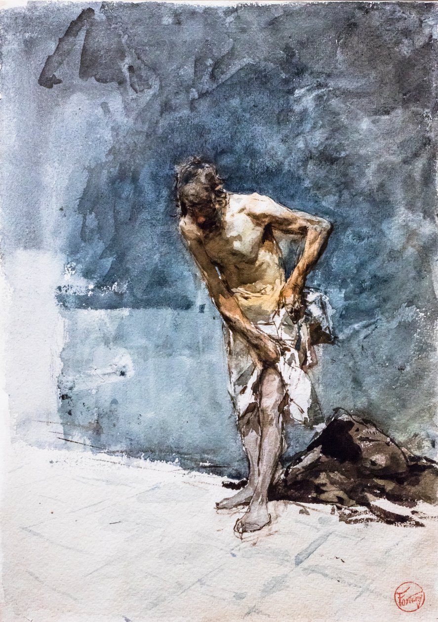 Homem vestido com uma tanga, cerca de 1871 (aguarela sobre papel) de Mariano Fortuny