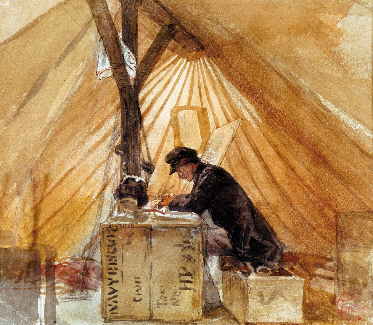 A nossa tenda. Pintura de Mariano Fortuny (1838-1874). Aquarela, executada durante a Guerra Africana (1859-1860), escola espanhola, arte romântica. Museu Regional Salvador Vilaseca, Reus (Espanha). de Mariano Fortuny y Marsal