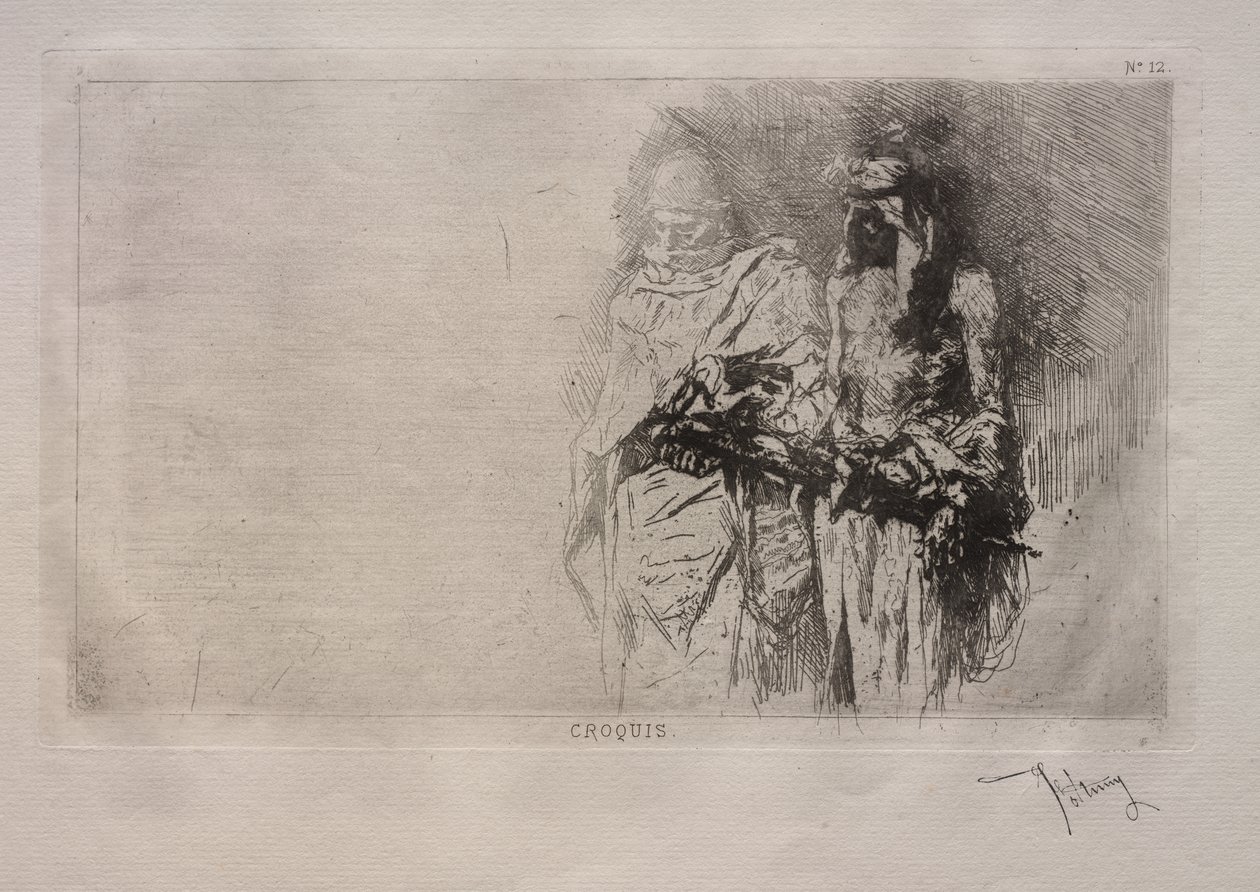 Esboço (duas figuras árabes) de Mariano Fortuny y Marsal
