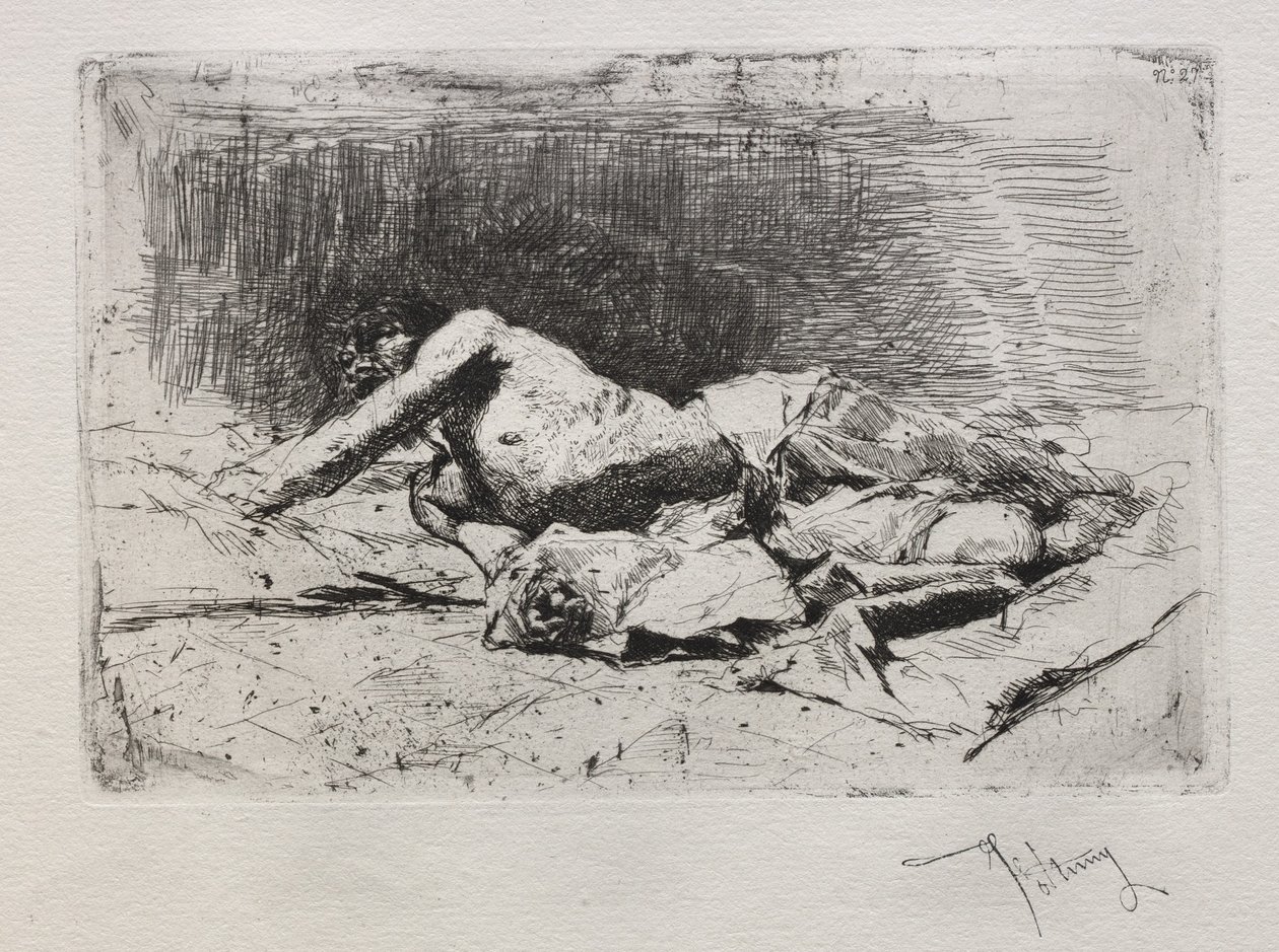 Homem rolando do chão. de Mariano José María Bernardo Fortuny y Carbó