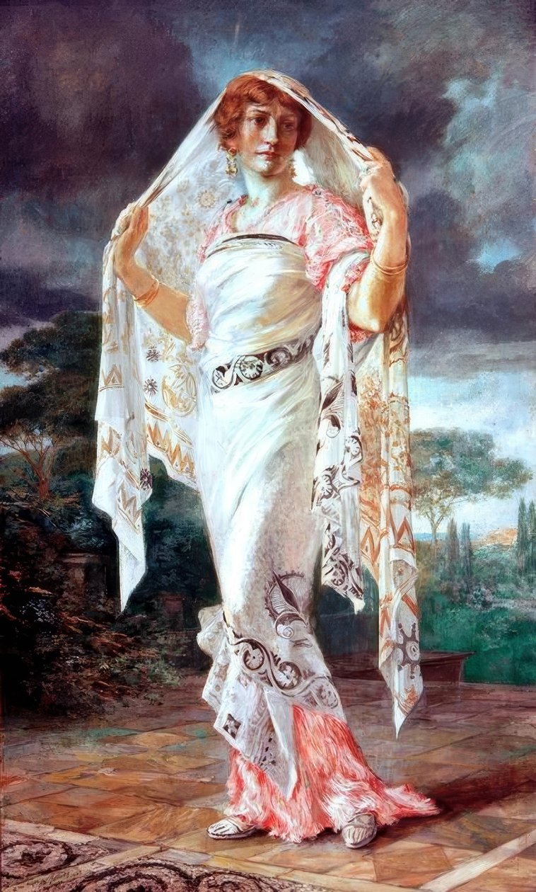 Retrato de Henriette Fortuny em Pompeian Garb de Mariano Fortuny y Madrazo