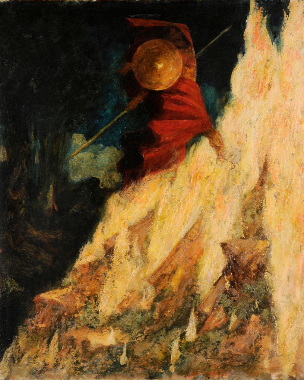 A Valquíria. Wotan atinge a rocha com a lança, c. 1895. de Mariano Fortuny y Madrazo