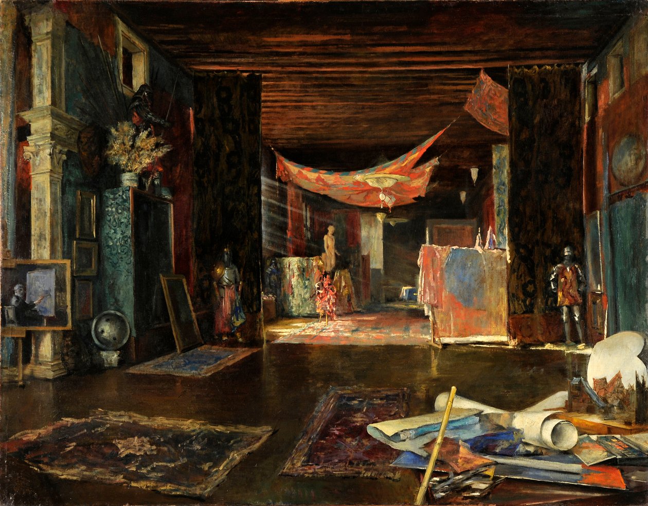 O estúdio do pintor no Palazzo Pesaro Orfei. de Mariano Fortuny y Madrazo