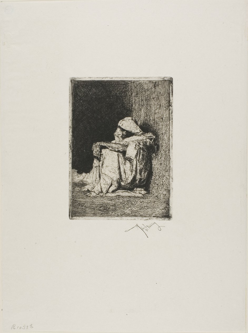 Árabe sentado, com as mãos cruzadas sobre os joelhos de Mariano Fortuny y Marsal