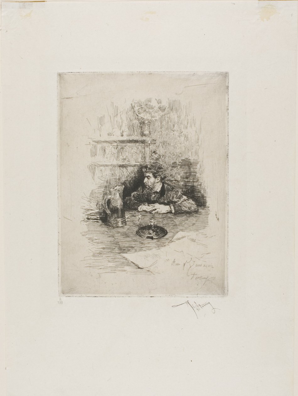 Retrato de Eduardo Zamaçois, pintor espanhol de Mariano Fortuny y Marsal