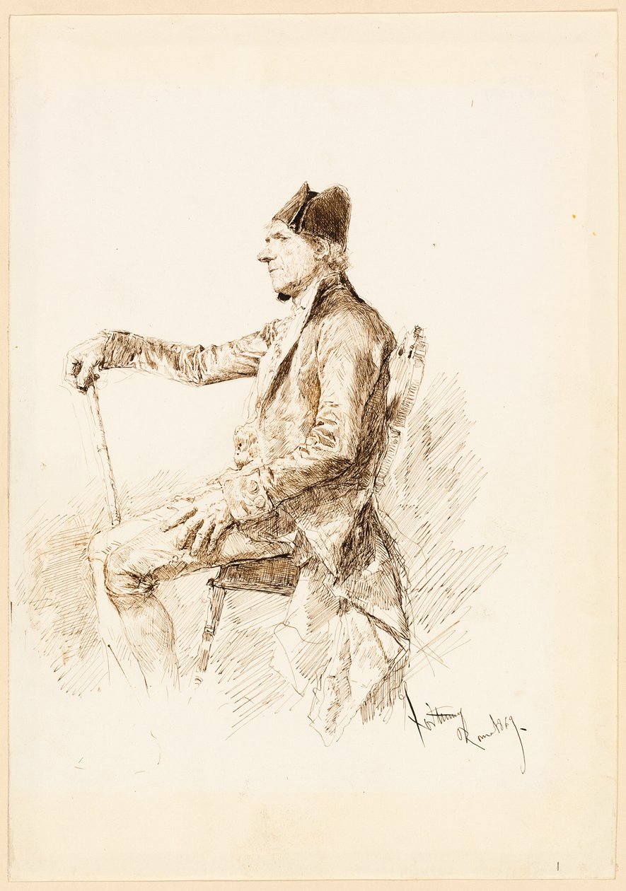 Homem sentado de perfil de Mariano Fortuny y Marsal