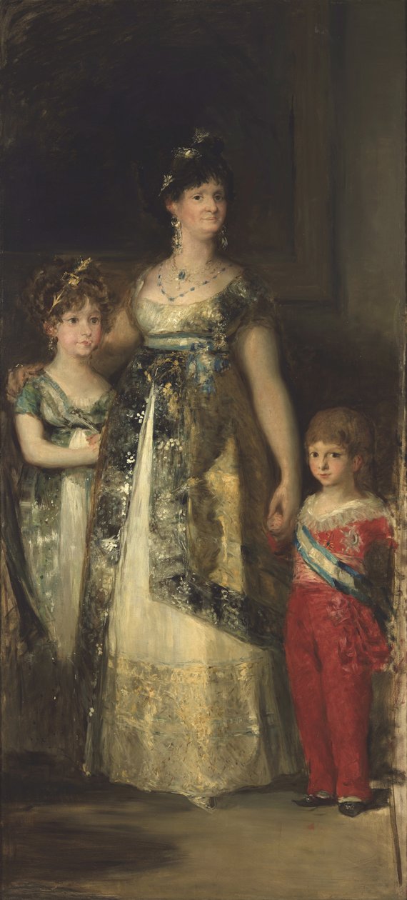 A rainha de Espanha e os príncipes. Cópia de Goya de Mariano Fortuny y Marsal