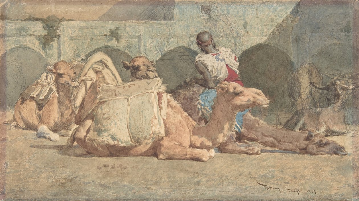 Reposição de Camelos, Tânger, ca. 1854-74. de Mariano José María Bernardo Fortuny y Carbó
