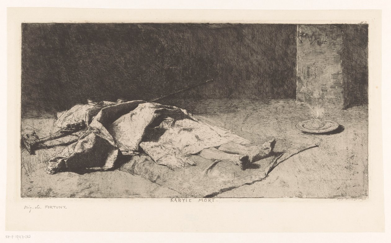Corpo morto de um Kabyle
Argamassa Kabyle (título sobre o objecto) de Mariano José María Bernardo Fortuny y Carbó