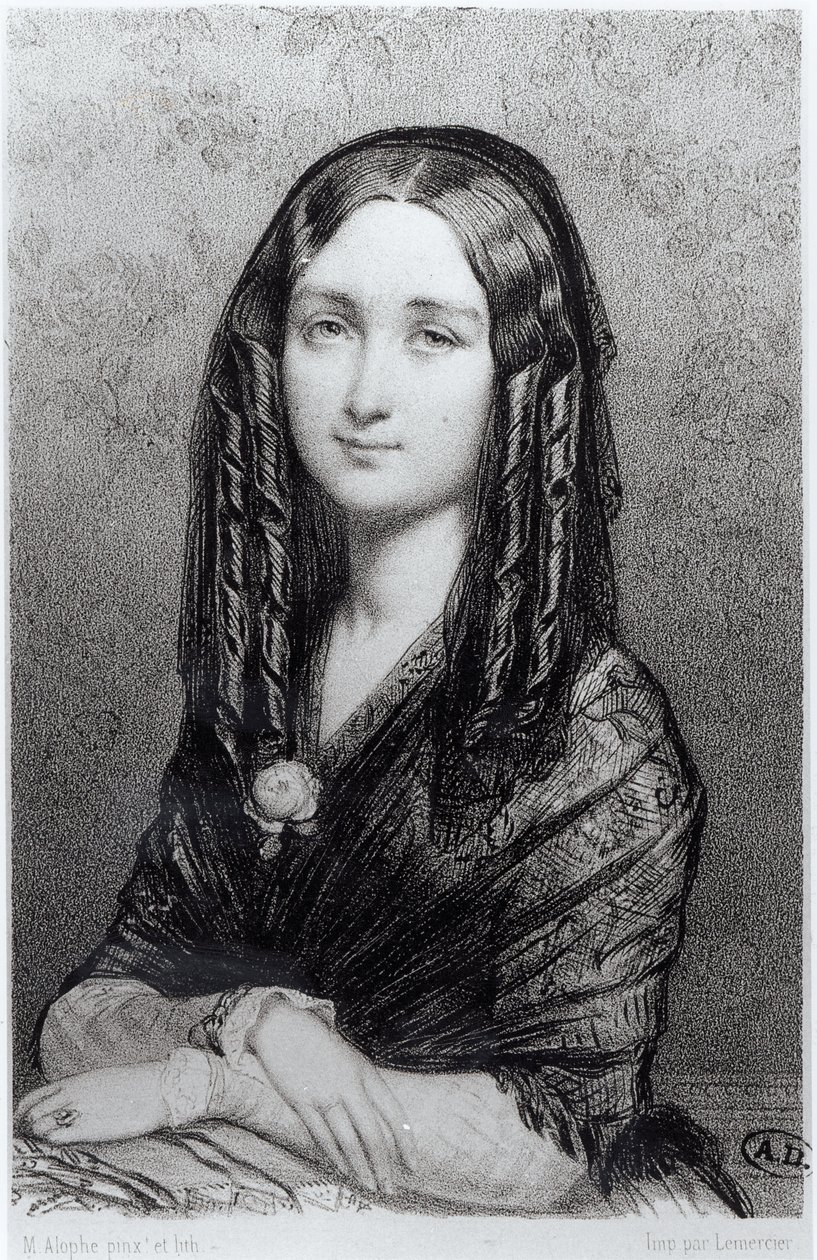 Retrato de Louise Colet (1810-1876) 1844 de Marie Alexandre Alophe