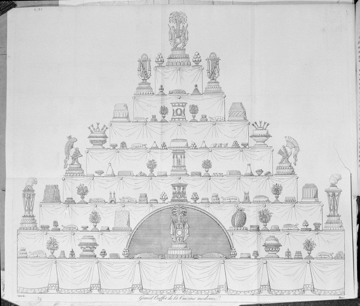 Designs for Food Decoration, de &39;Le Maitre d&39;Hotel francais&39;, de Antonin Careme, publicado em 1822 de Marie Antoine Careme