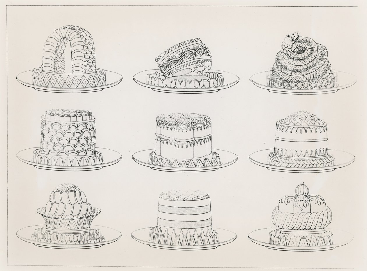 Desenhos para tortas e bolos por Antoine Careme de Marie Antoine Careme