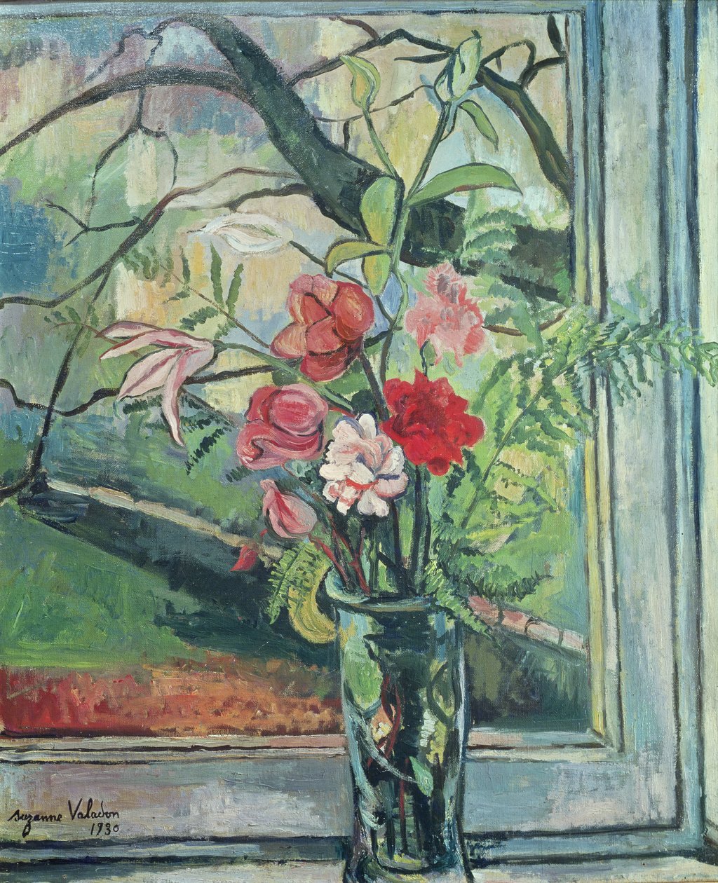 Buquê de flores na frente de uma janela, 1930 de Marie Clementine (Suzanne) Valadon
