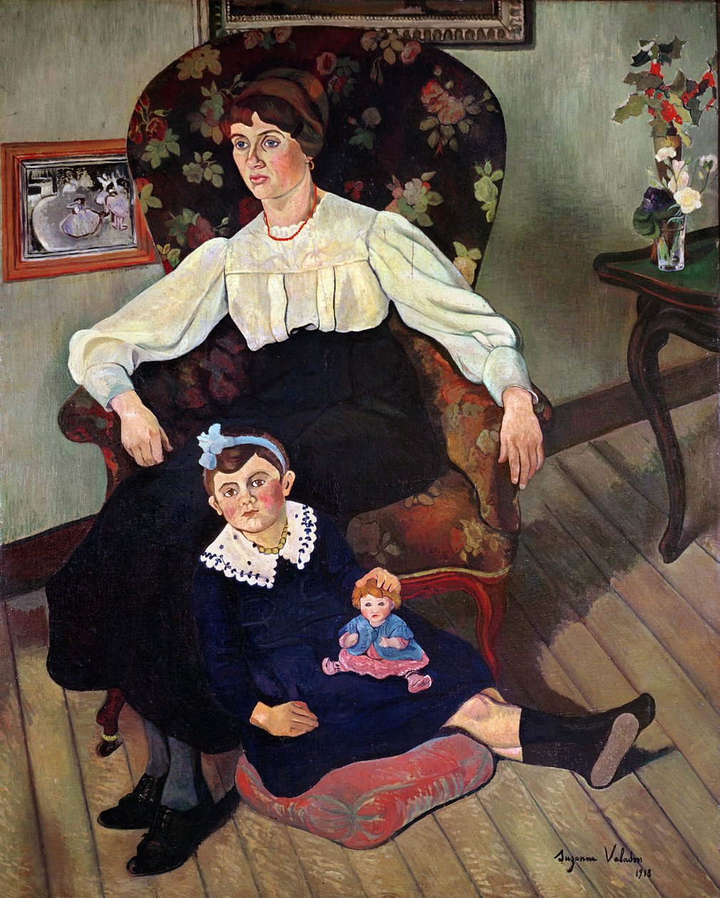 Retrato de Marie Coca e sua filha, 1913 de Marie Clementine (Suzanne) Valadon