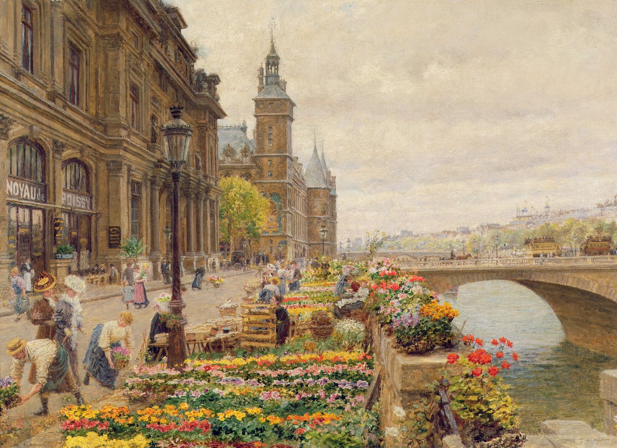 O mercado de flores parisiense de Marie Francois Firmin Girard